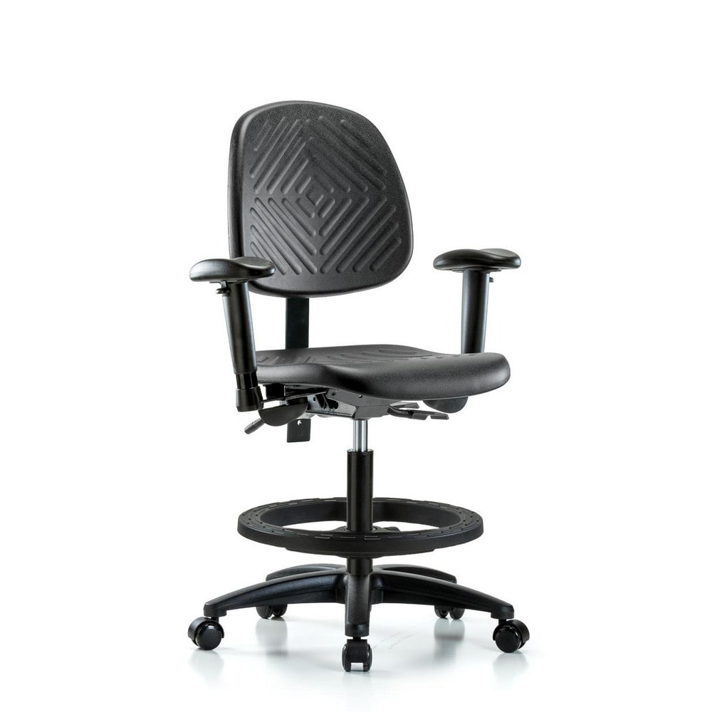 Polyurethane Task Chair: Polyurethane, 26-3/4" Seat Height, Black