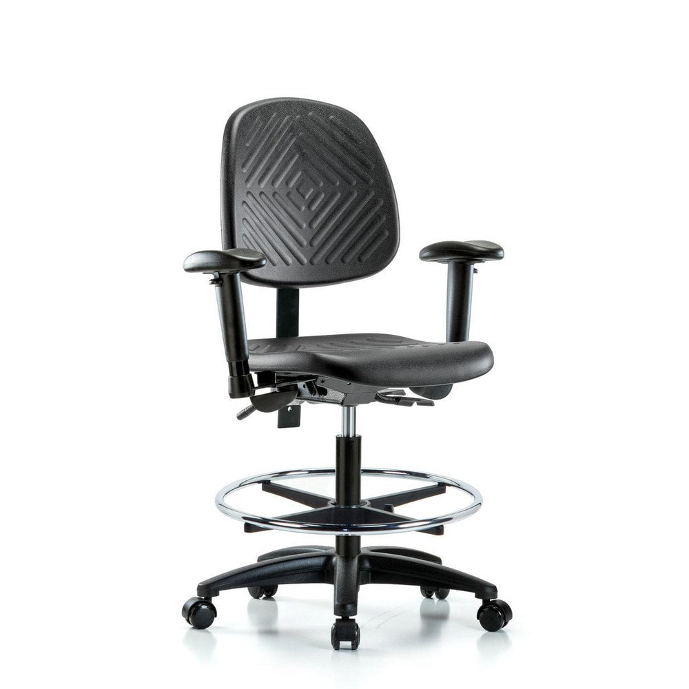 Polyurethane Task Chair: Polyurethane, 26-3/4" Seat Height, Black