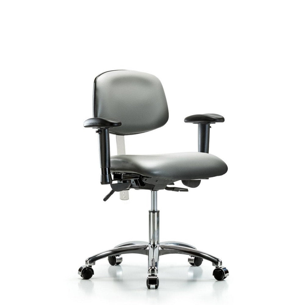 Clean Room Task Chair: Vinyl, 24" Seat Height, Sterling