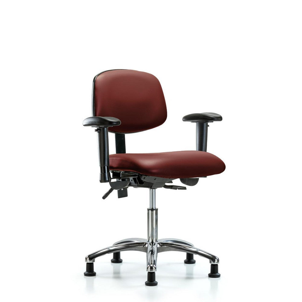 Ergonomic Multifunction Task Chair: Vinyl, 24" Seat Height, Borscht