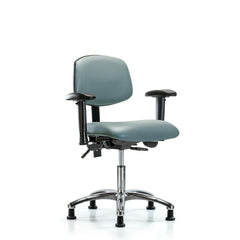 Ergonomic Multifunction Task Chair: Vinyl, 24" Seat Height, Storm