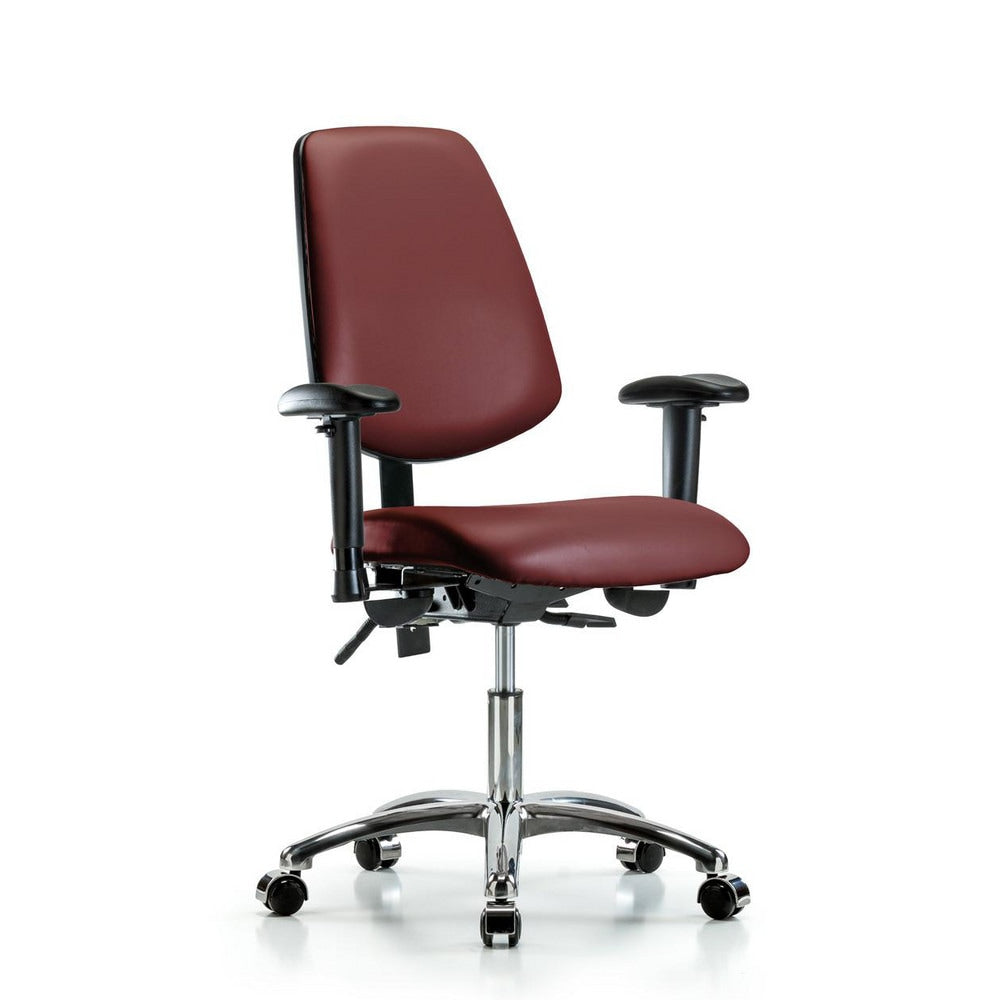 Ergonomic Multifunction Task Chair: Vinyl, 24" Seat Height, Borscht