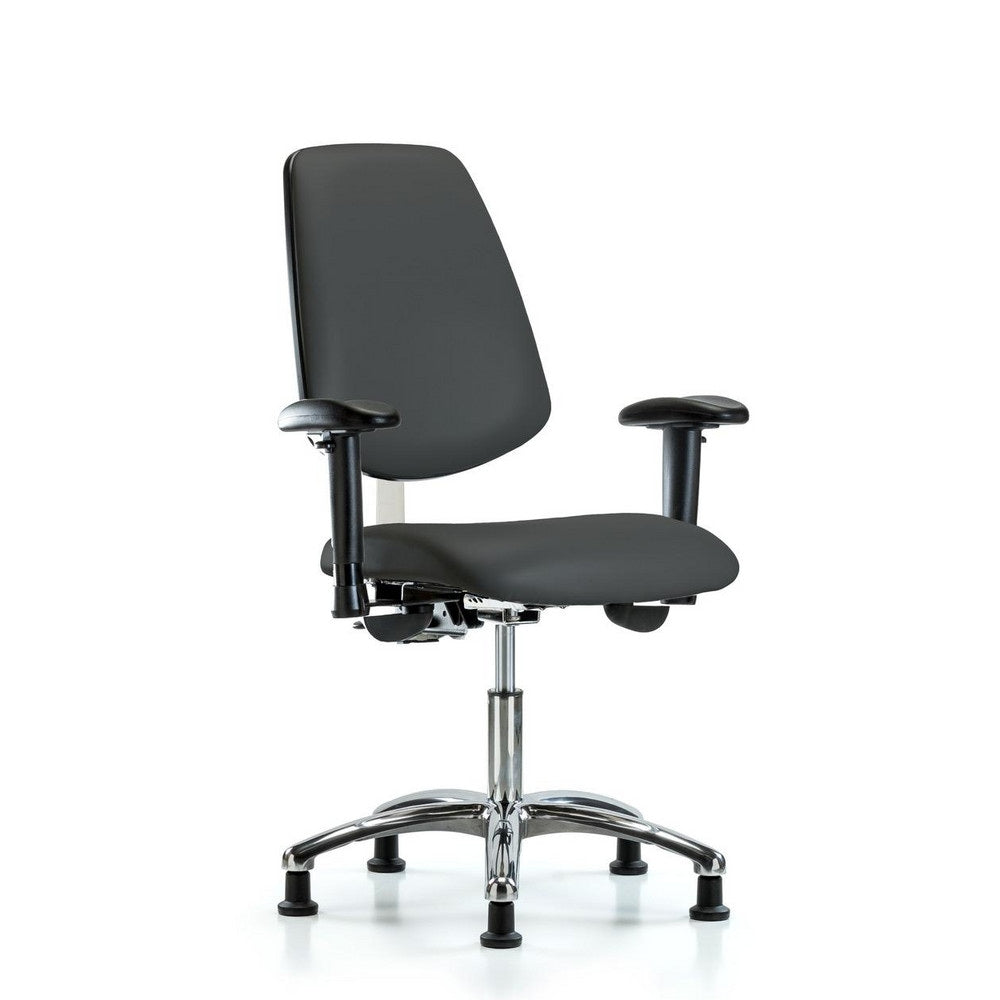 Clean Room Task Chair: Vinyl, 24" Seat Height, Charcoal