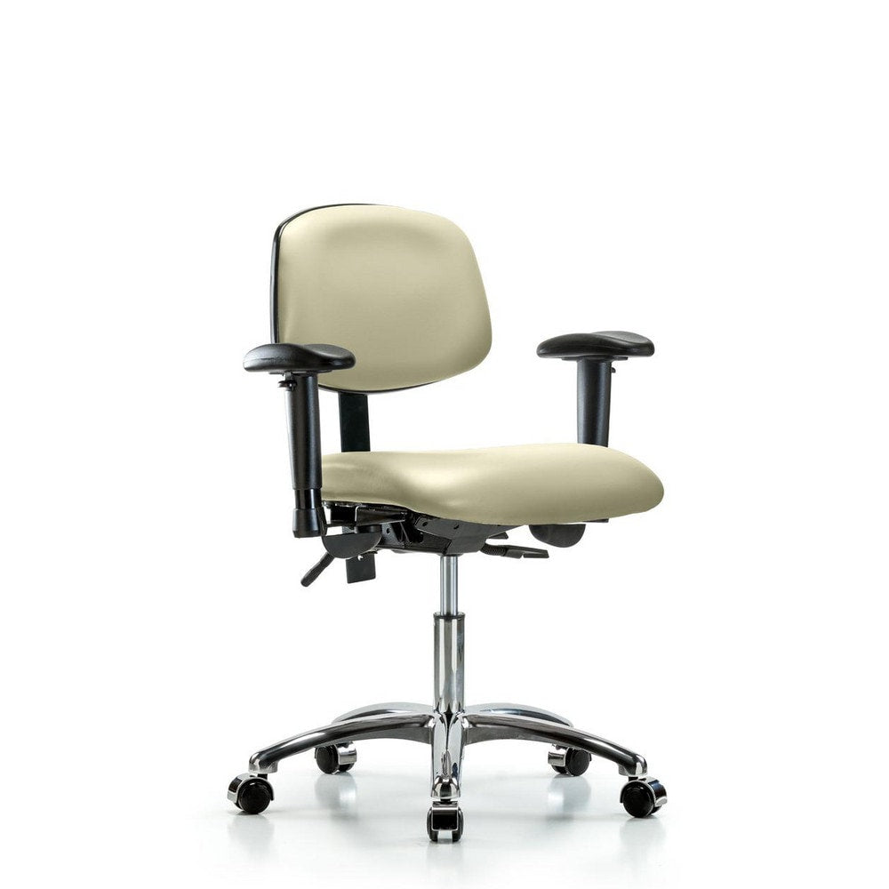 Ergonomic Multifunction Task Chair: Vinyl, 24" Seat Height, Adobe White