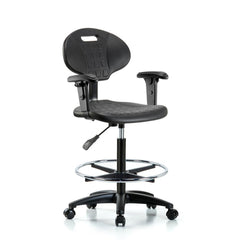 Polyurethane Task Chair: Polyurethane, 33" Seat Height, Black