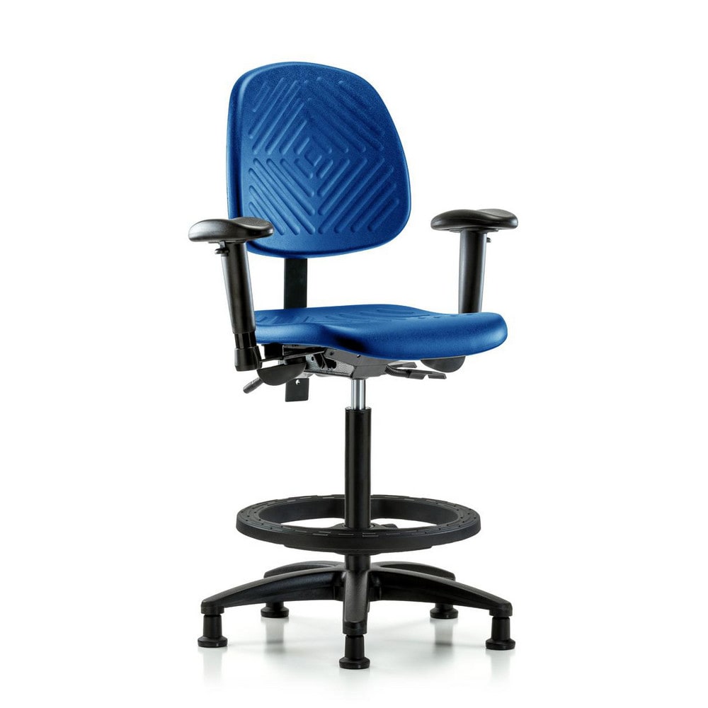 Polyurethane Task Chair: Polyurethane, 33-1/4" Seat Height, Blue