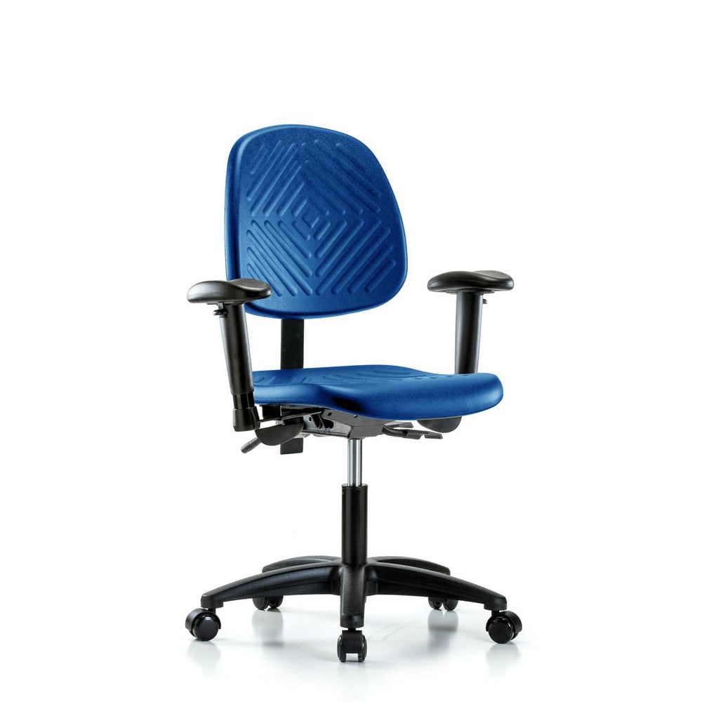 Polyurethane Task Chair: Polyurethane, 21-1/2" Seat Height, Blue