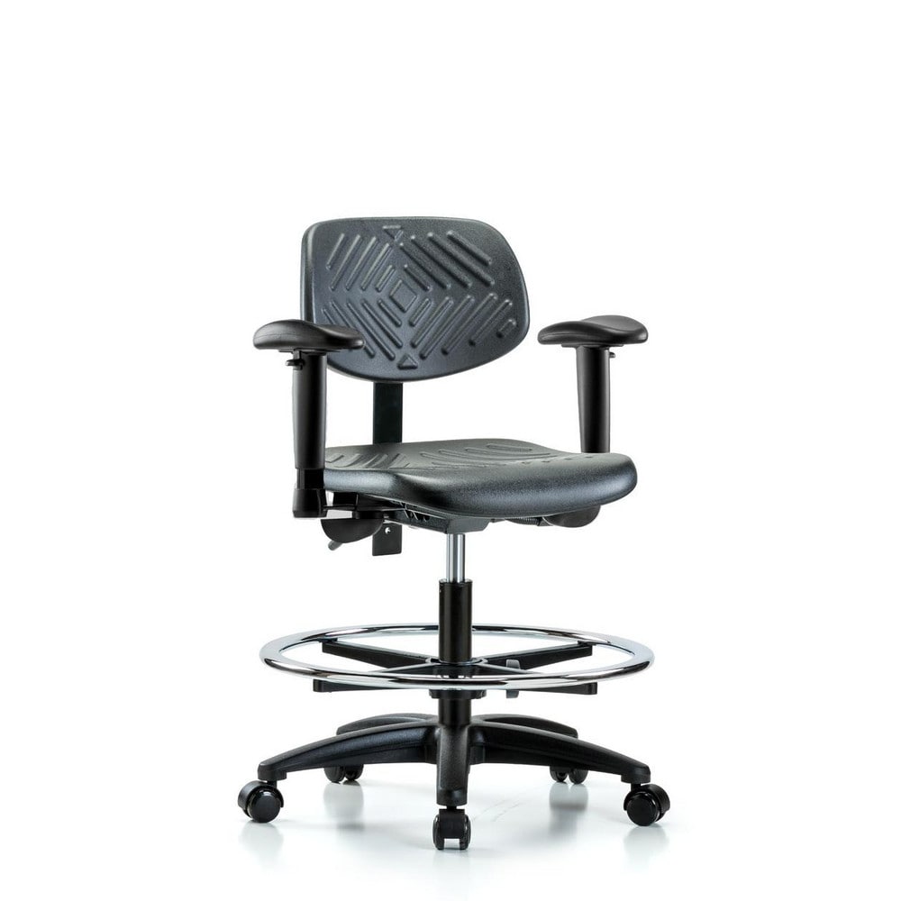 Polyurethane Task Chair: Polyurethane, 26-3/4" Seat Height, Black