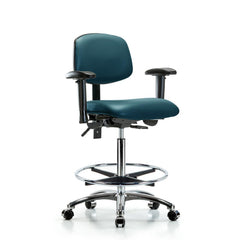 Ergonomic Multifunction Task Chair: Vinyl, 36" Seat Height, Marine Blue