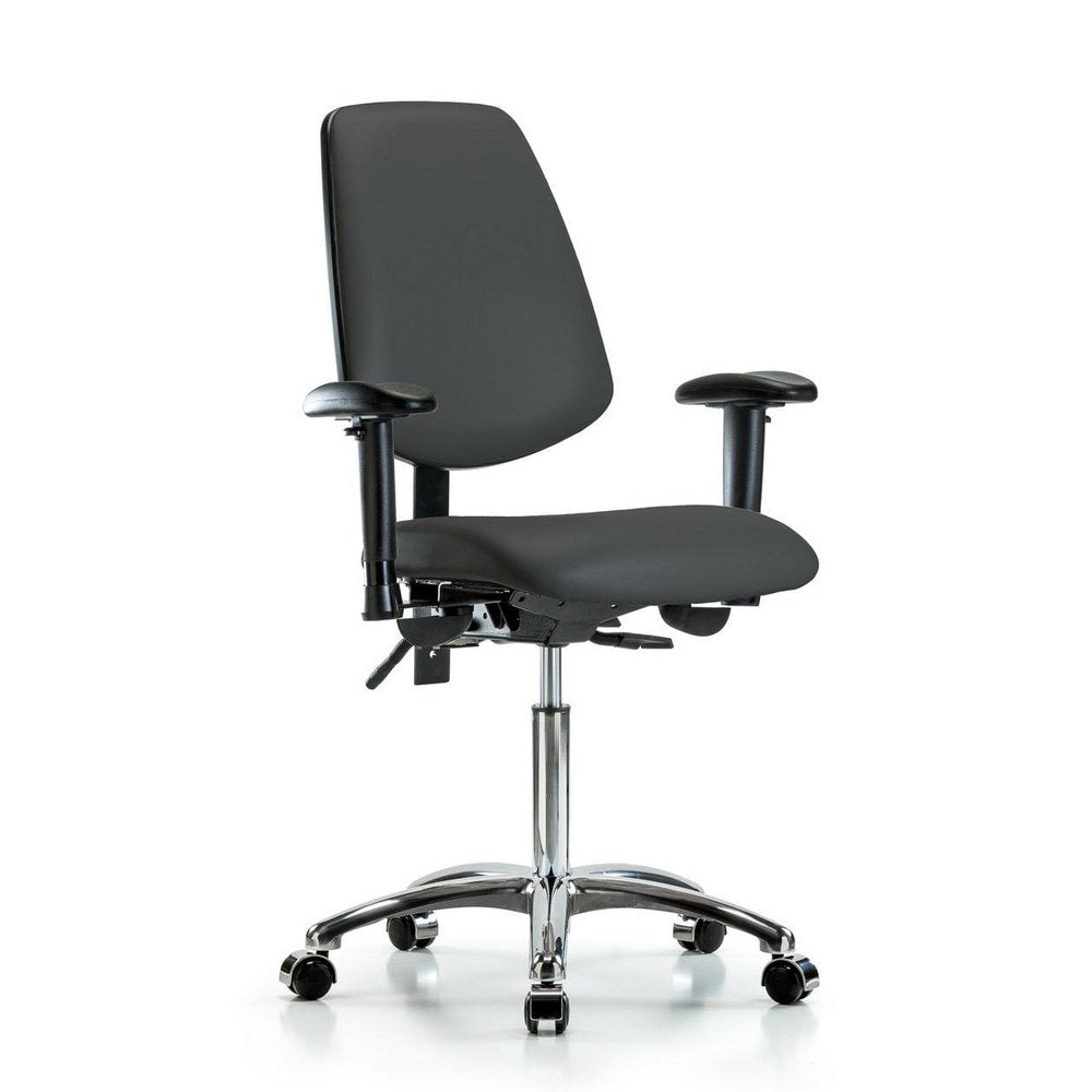 Ergonomic Multifunction Task Chair: Vinyl, 29" Seat Height, Charcoal