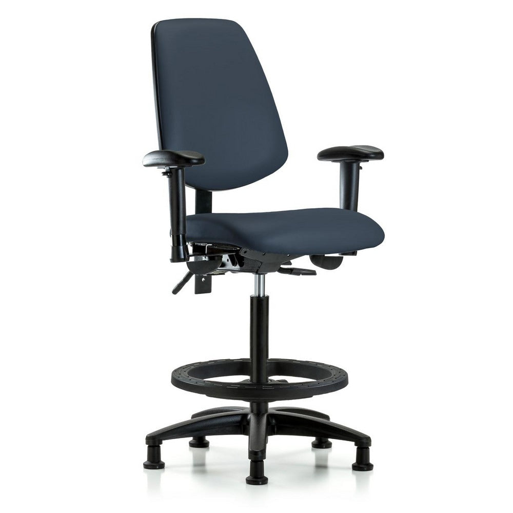 Ergonomic Multifunction Task Chair: Vinyl, 37" Seat Height, Imperial Blue