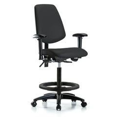 Ergonomic Multifunction Task Chair: Vinyl, 37" Seat Height, Black