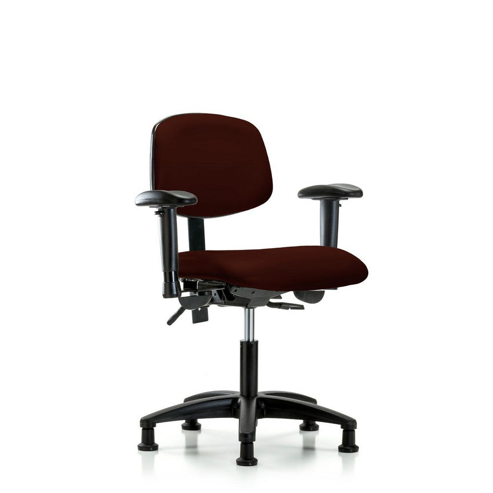 Ergonomic Multifunction Task Chair: Vinyl, 23" Seat Height, Burgundy