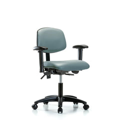 Ergonomic Multifunction Task Chair: Vinyl, 23" Seat Height, Storm