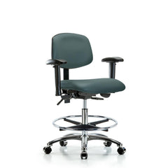 Ergonomic Multifunction Task Chair: Vinyl, 29" Seat Height, Colonial Blue