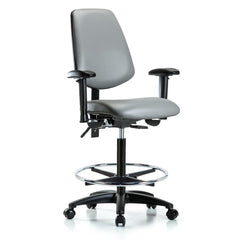 Ergonomic Multifunction Task Chair: Vinyl, 37" Seat Height, Sterling