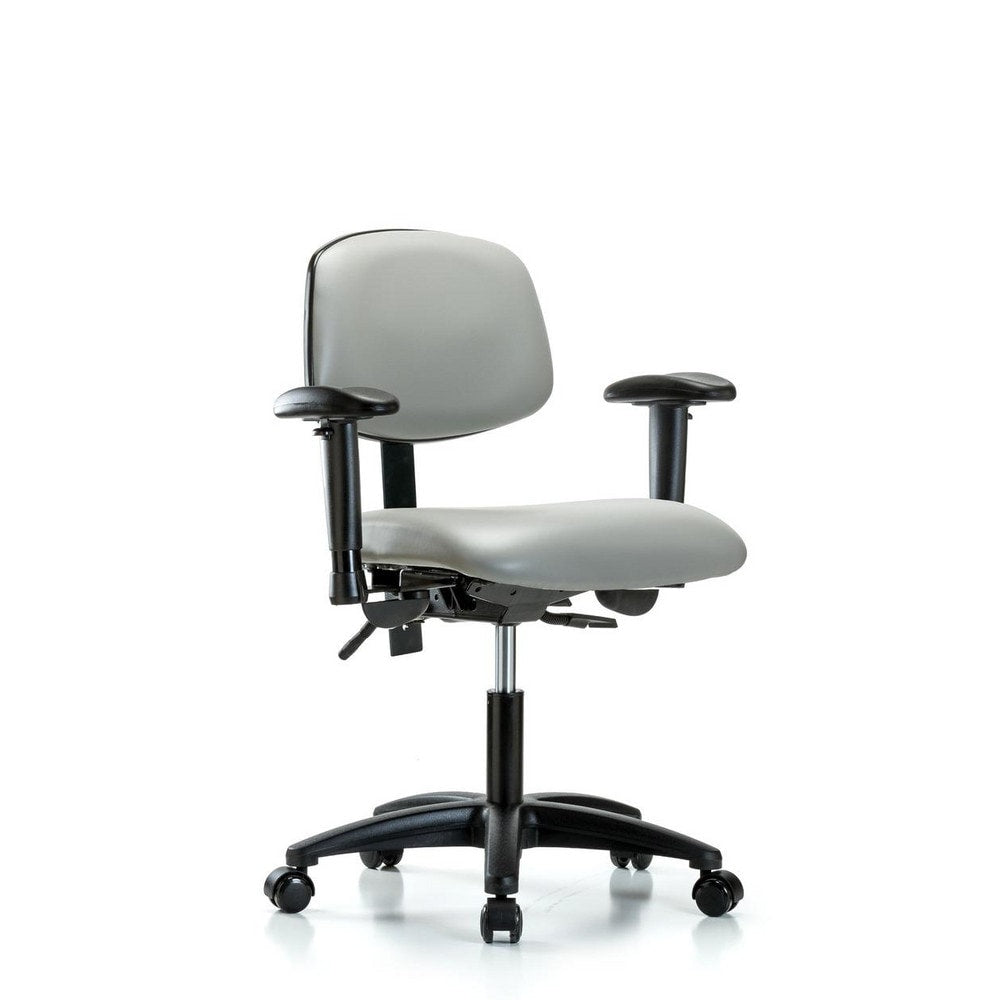 Ergonomic Multifunction Task Chair: Vinyl, 23" Seat Height, Dove Gray