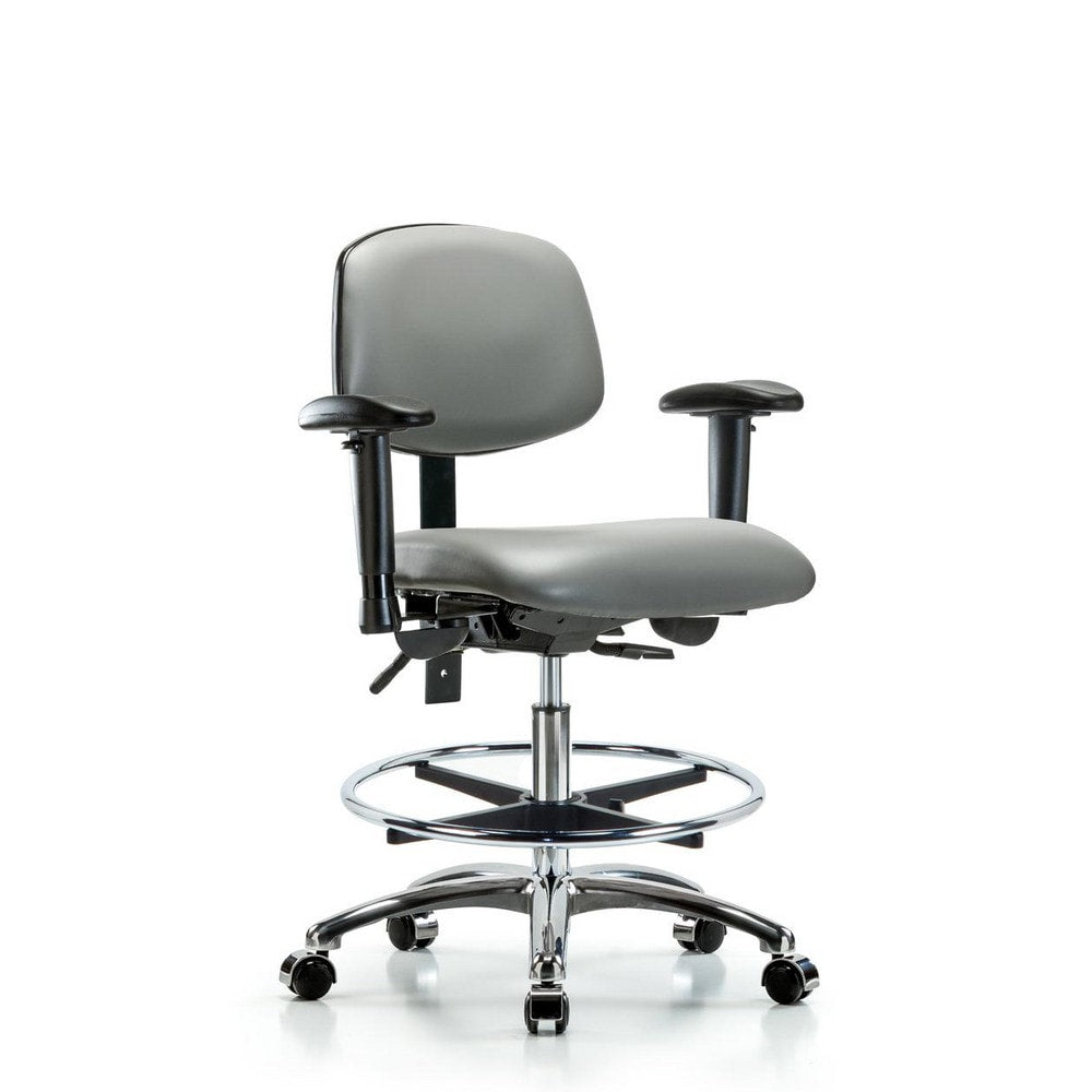 Ergonomic Multifunction Task Chair: Vinyl, 29" Seat Height, Sterling