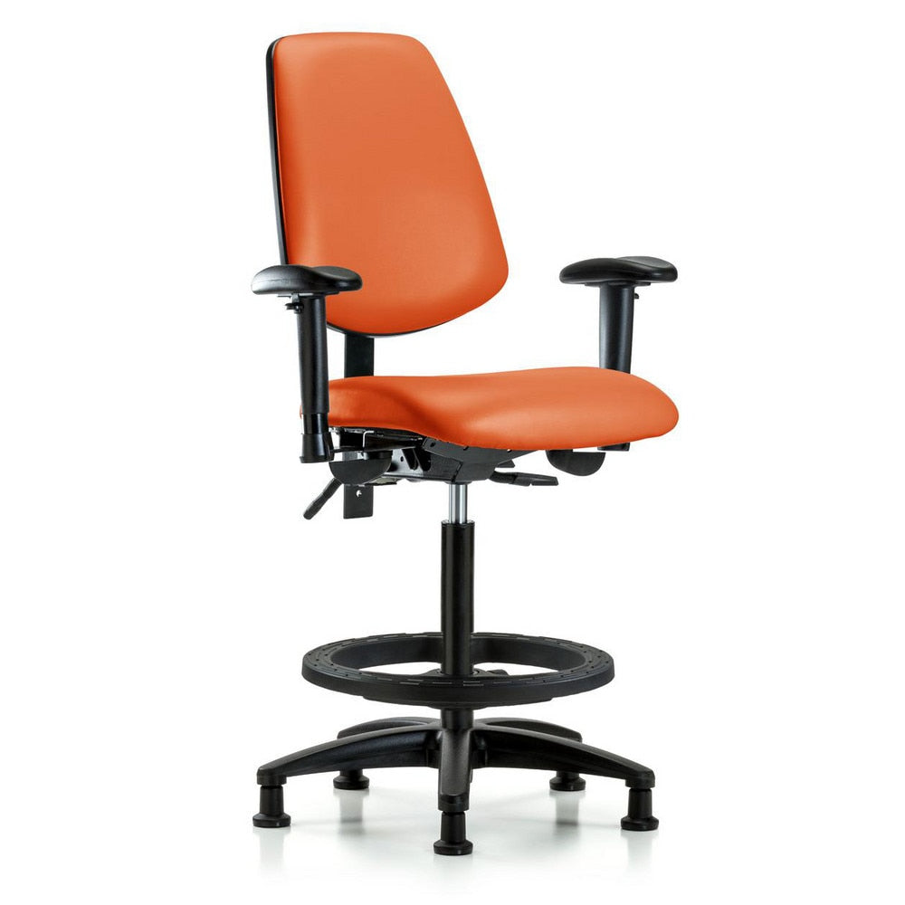 Ergonomic Multifunction Task Chair: Vinyl, 37" Seat Height, Orange Kist