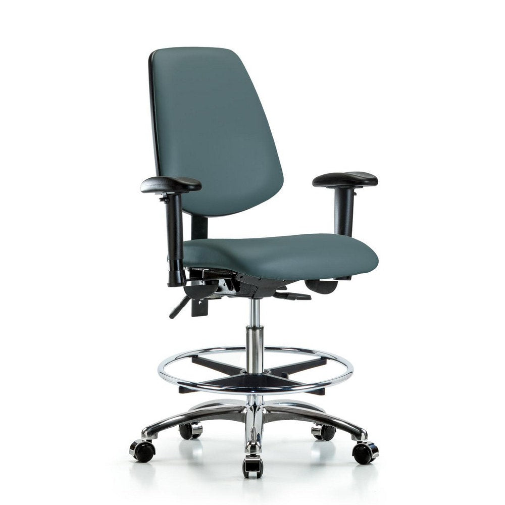 Ergonomic Multifunction Task Chair: Vinyl, 29" Seat Height, Colonial Blue