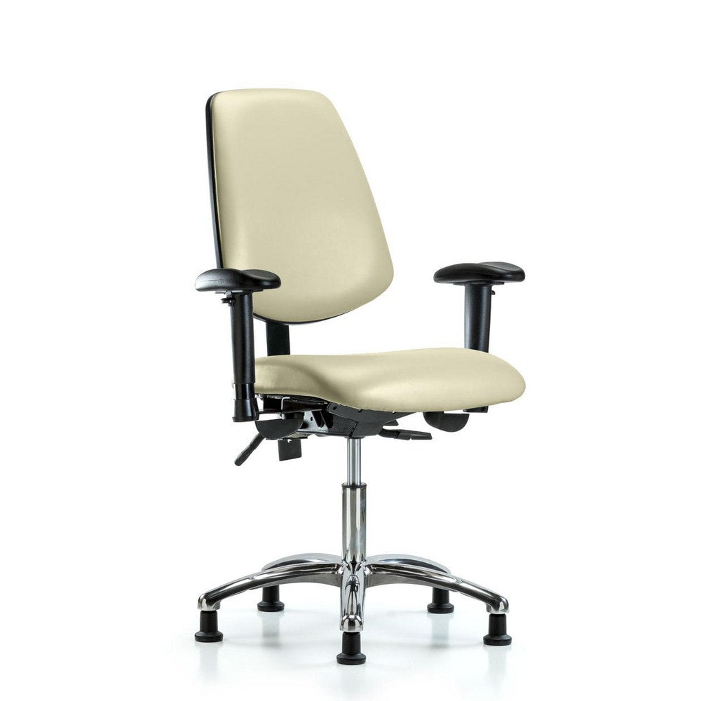 Ergonomic Multifunction Task Chair: Vinyl, 24" Seat Height, Adobe White