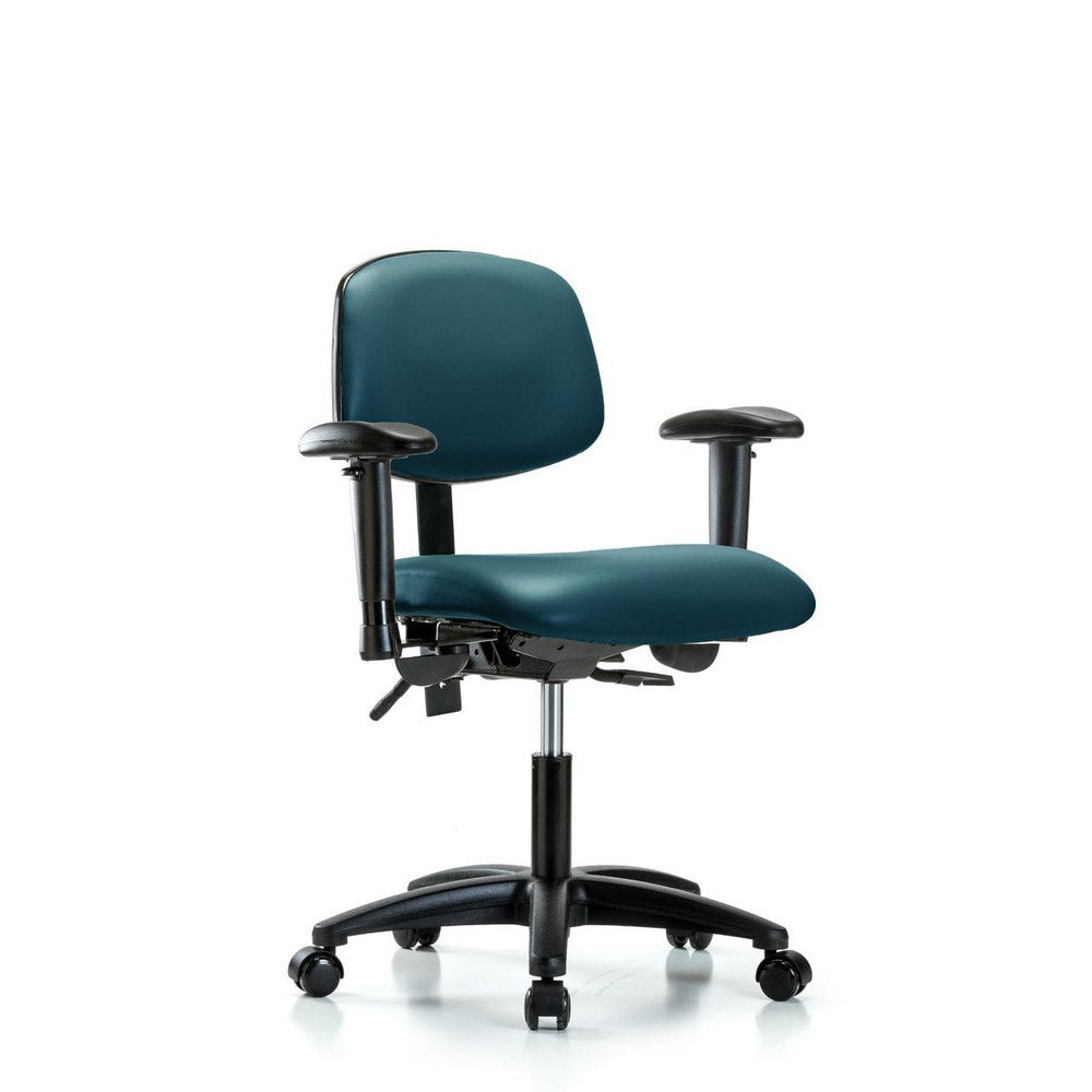 Ergonomic Multifunction Task Chair: Vinyl, 23" Seat Height, Marine Blue