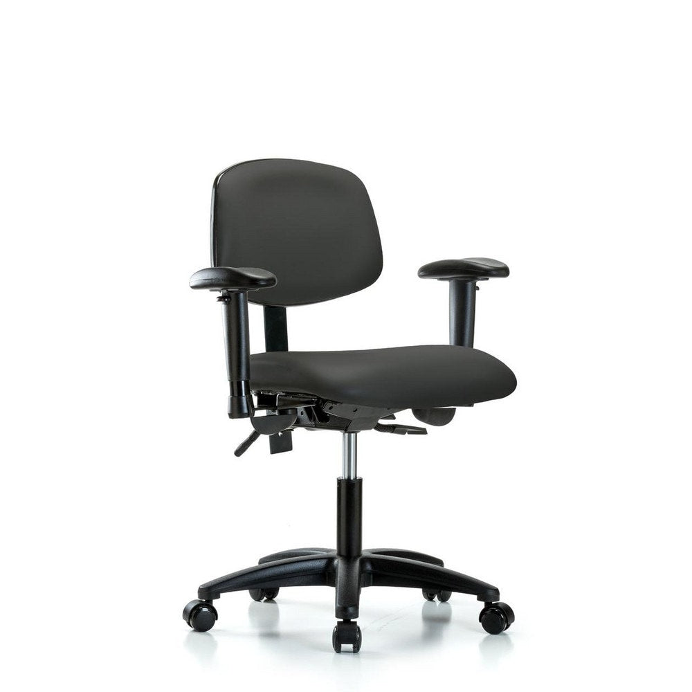 Ergonomic Multifunction Task Chair: Vinyl, 23" Seat Height, Charcoal