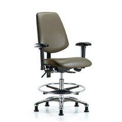 Ergonomic Multifunction Task Chair: Vinyl, 29" Seat Height, Taupe