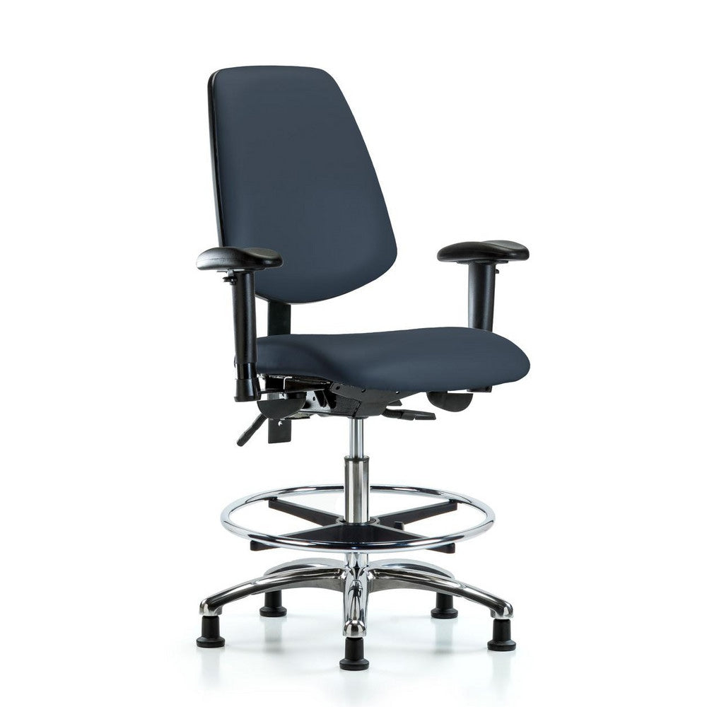 Ergonomic Multifunction Task Chair: Vinyl, 29" Seat Height, Imperial Blue