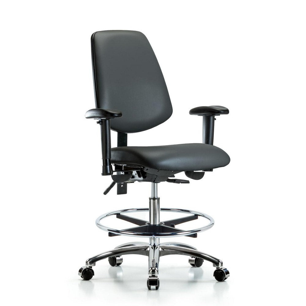 Ergonomic Multifunction Task Chair: Vinyl, 29" Seat Height, Carbon