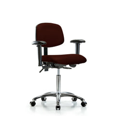 Ergonomic Multifunction Task Chair: Vinyl, 29" Seat Height, Burgundy