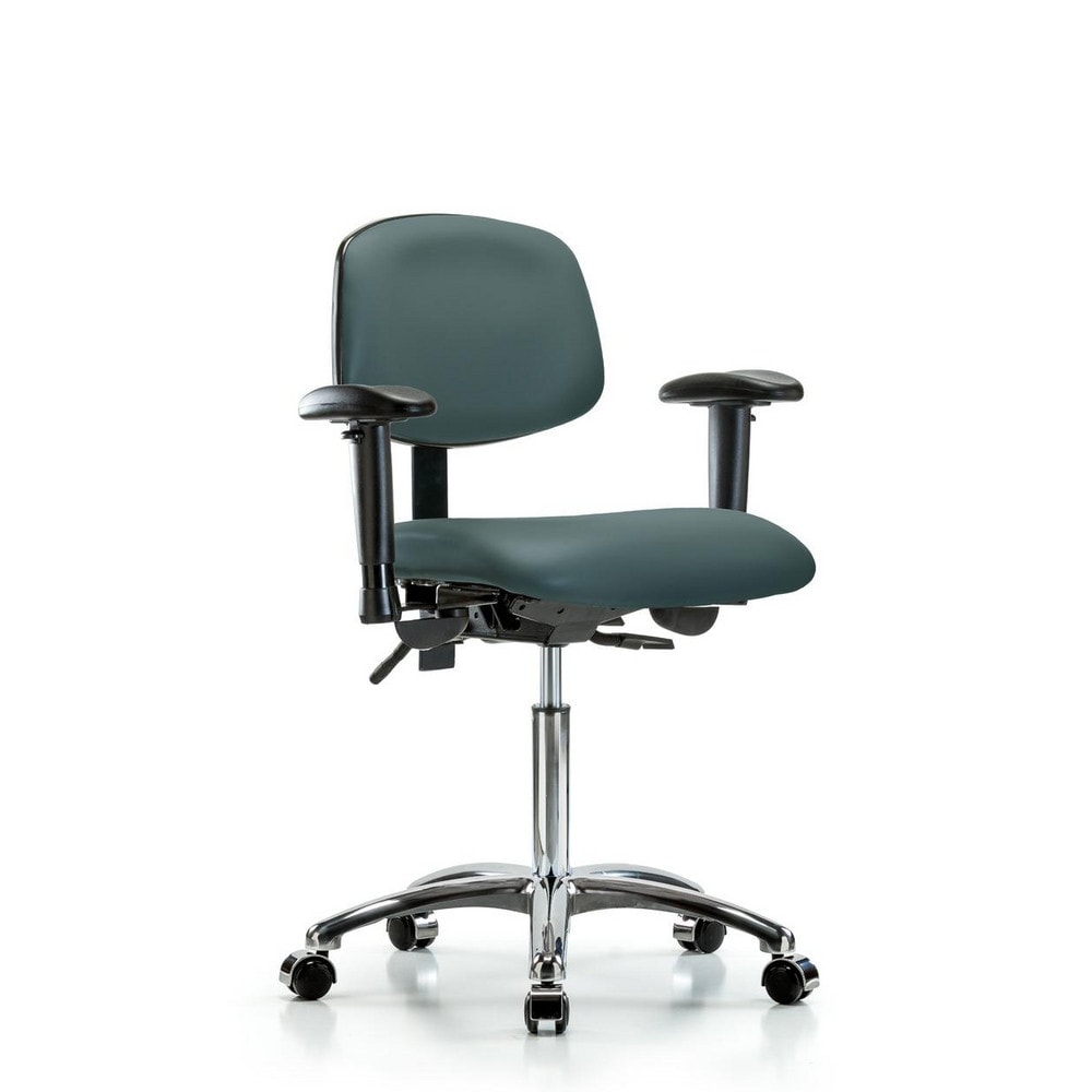 Ergonomic Multifunction Task Chair: Vinyl, 29" Seat Height, Colonial Blue