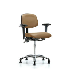 Ergonomic Multifunction Task Chair: Vinyl, 29" Seat Height, Taupe