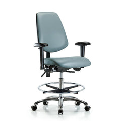 Ergonomic Multifunction Task Chair: Vinyl, 29" Seat Height, Storm