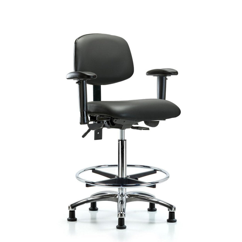 Ergonomic Multifunction Task Chair: Vinyl, 36" Seat Height, Carbon