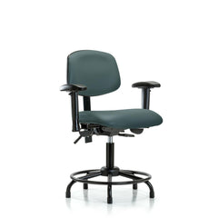 Ergonomic Multifunction Task Chair: Vinyl, 25-3/4" Seat Height, Colonial Blue