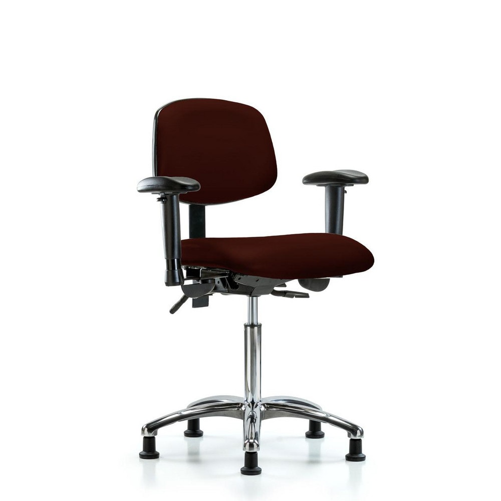 Ergonomic Multifunction Task Chair: Vinyl, 29" Seat Height, Burgundy