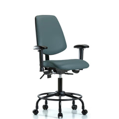 Ergonomic Multifunction Task Chair: Vinyl, 27-3/4" Seat Height, Colonial Blue