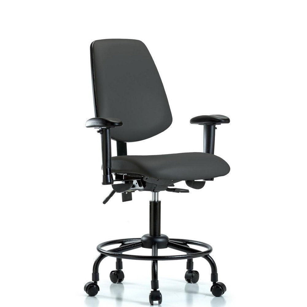 Ergonomic Multifunction Task Chair: Vinyl, 27-3/4" Seat Height, Charcoal