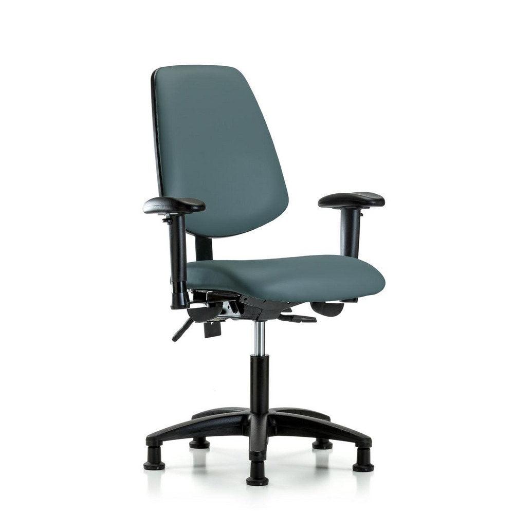 Ergonomic Multifunction Task Chair: Vinyl, 23" Seat Height, Colonial Blue