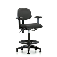 Ergonomic Multifunction Task Chair: Vinyl, 34-1/2" Seat Height, Charcoal