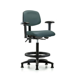 Ergonomic Multifunction Task Chair: Vinyl, 34-1/2" Seat Height, Colonial Blue