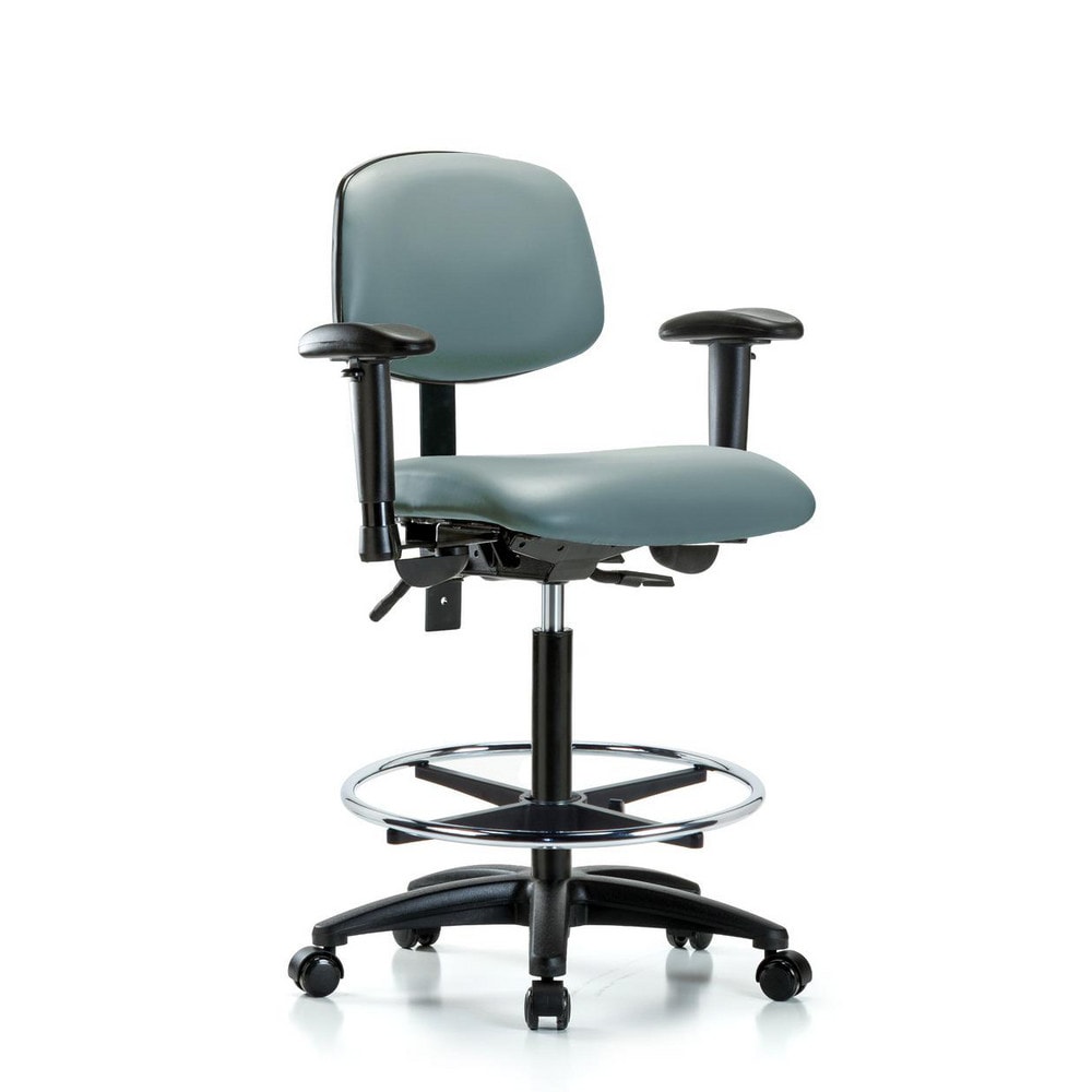 Ergonomic Multifunction Task Chair: Vinyl, 34-1/2" Seat Height, Storm