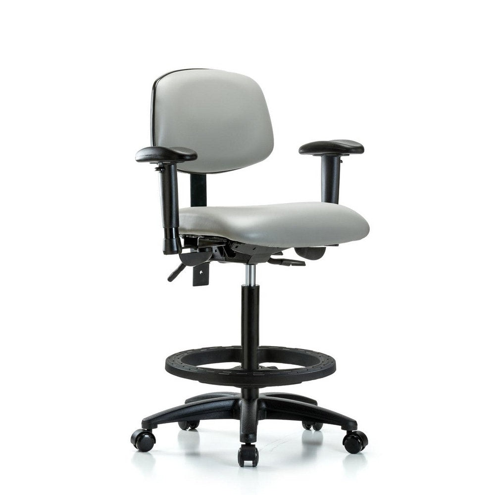 Ergonomic Multifunction Task Chair: Vinyl, 34-1/2" Seat Height, Dove Gray