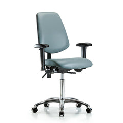 Ergonomic Multifunction Task Chair: Vinyl, 29" Seat Height, Storm