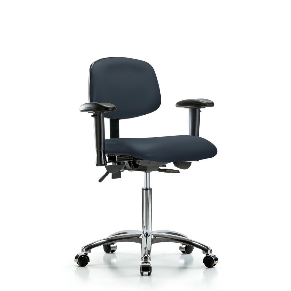 Ergonomic Multifunction Task Chair: Vinyl, 29" Seat Height, Imperial Blue