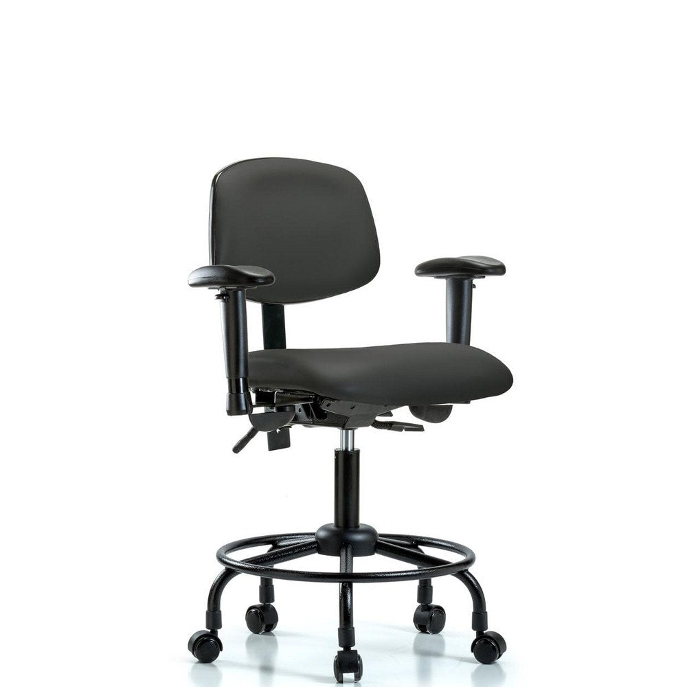 Ergonomic Multifunction Task Chair: Vinyl, 27-3/4" Seat Height, Charcoal