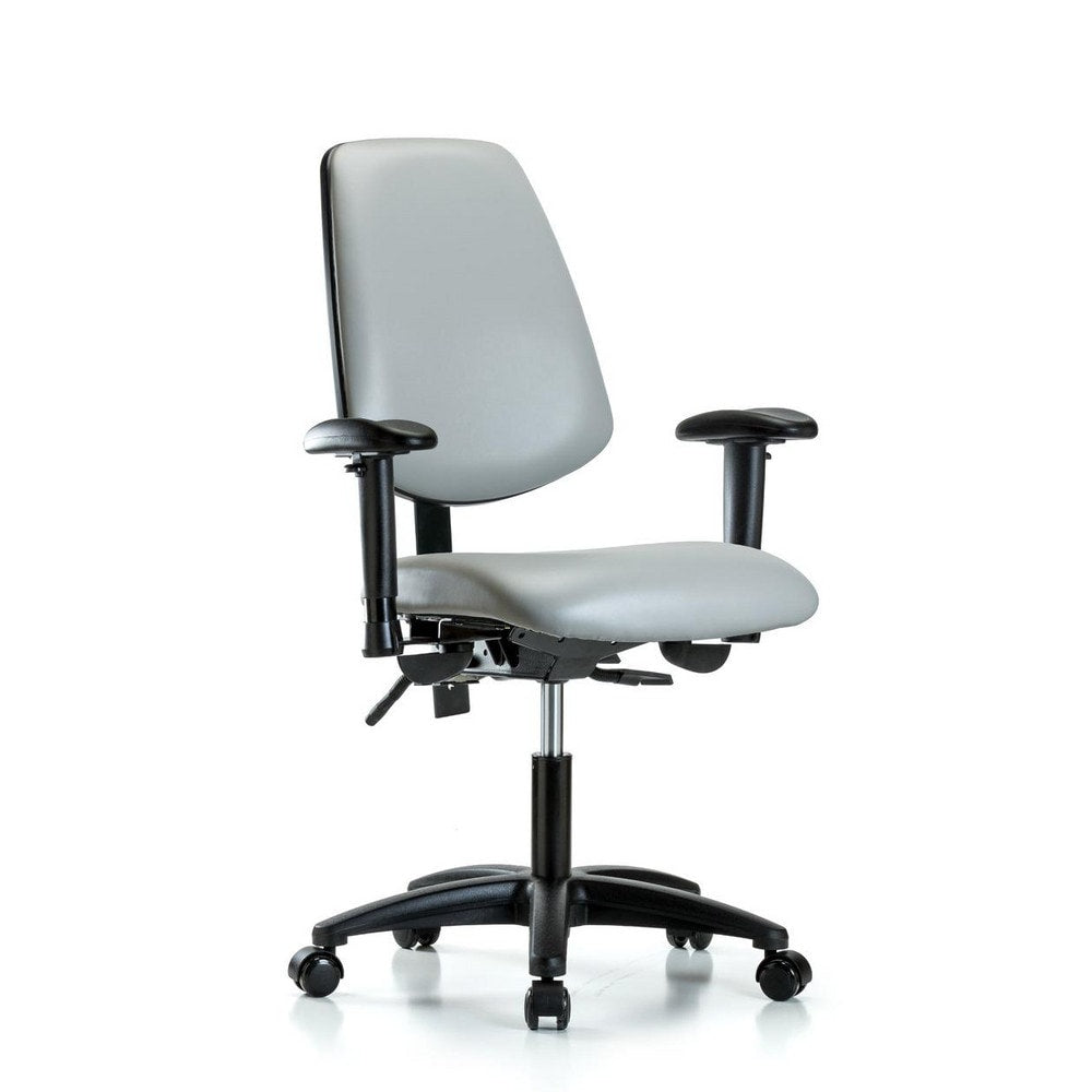 Ergonomic Multifunction Task Chair: Vinyl, 23" Seat Height, Dove Gray