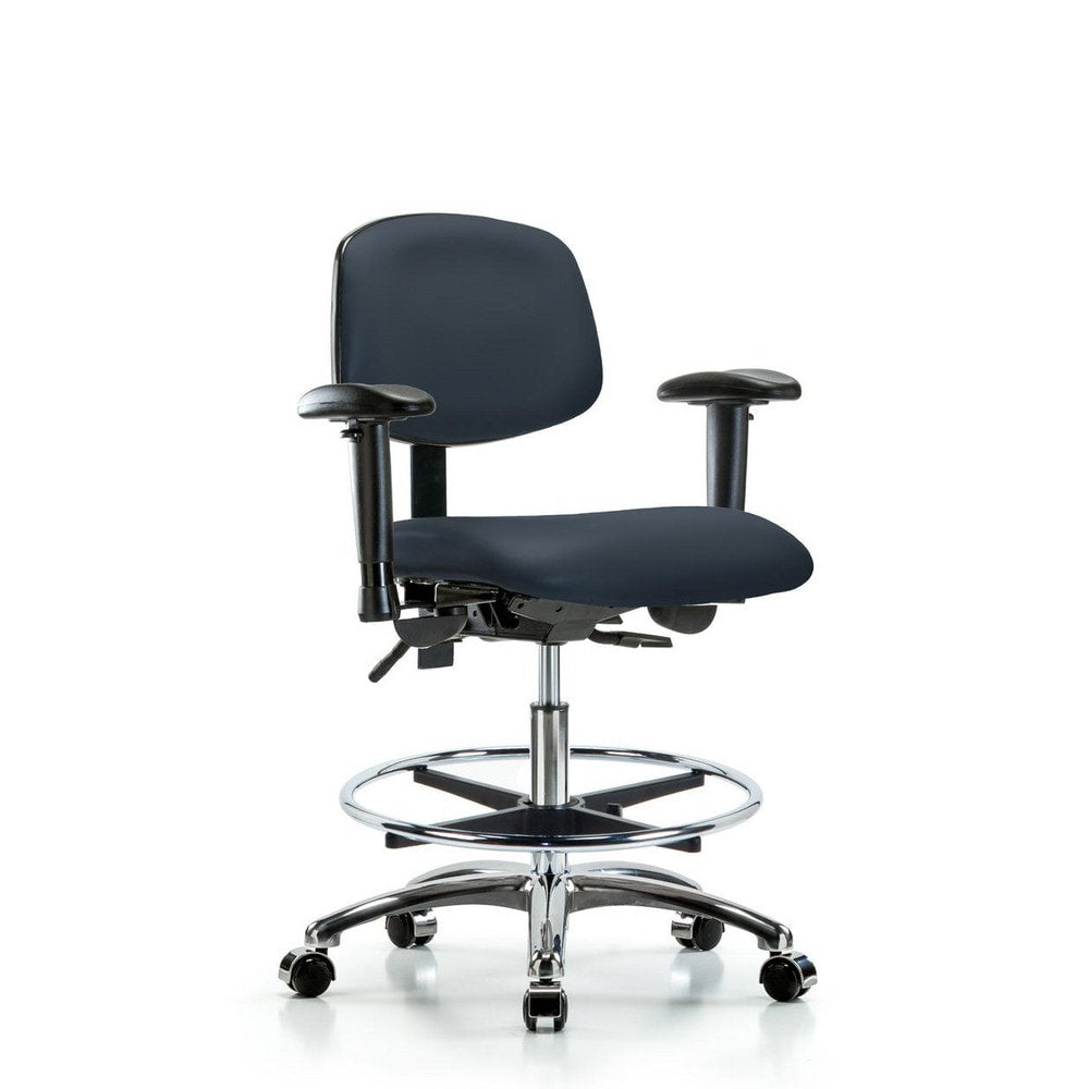 Ergonomic Multifunction Task Chair: Vinyl, 29" Seat Height, Imperial Blue