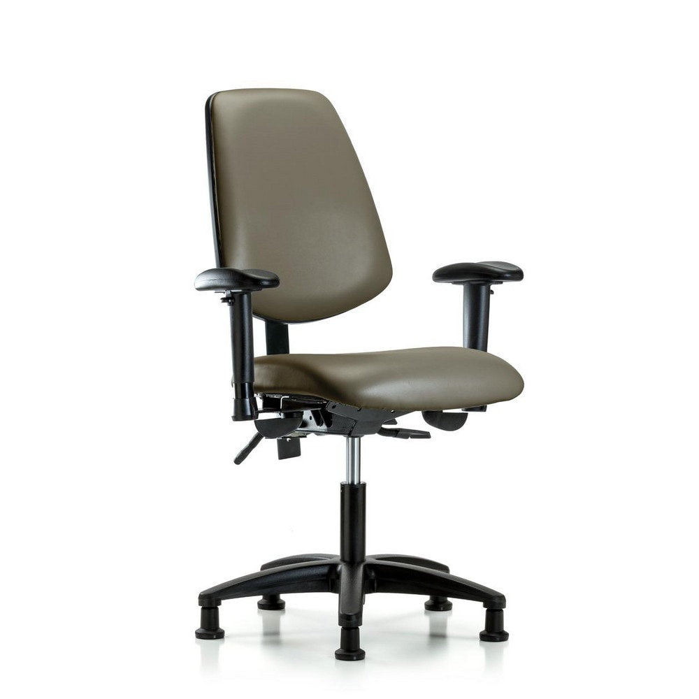 Ergonomic Multifunction Task Chair: Vinyl, 23" Seat Height, Taupe